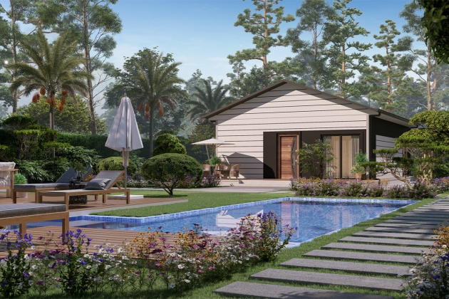 Casa de lujo de acero detallada Elysium 72 m²