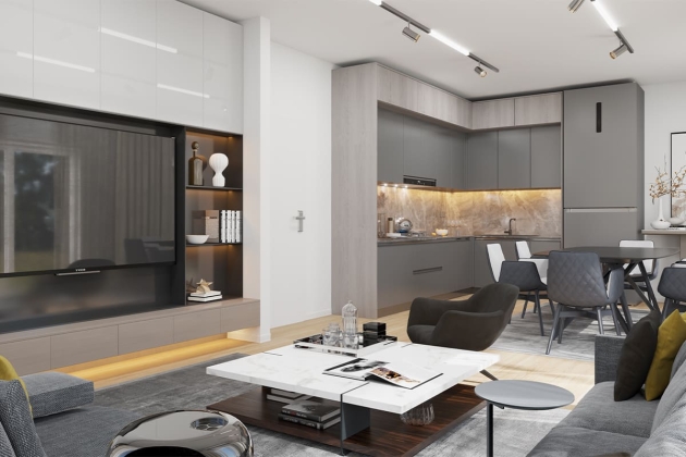 Concepto de casa inteligente de acero Polaris 100 m²