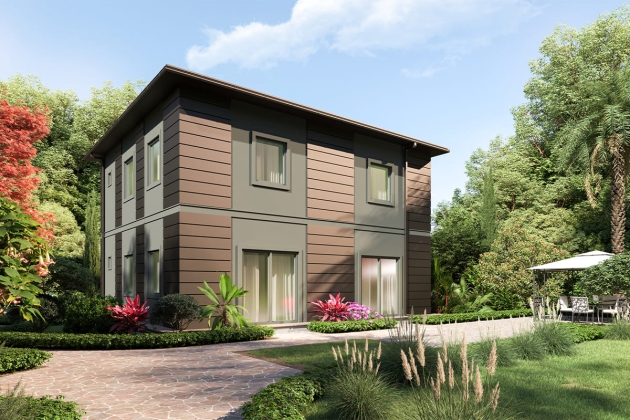 Casa de acero con balcón grande Crown 148 m²