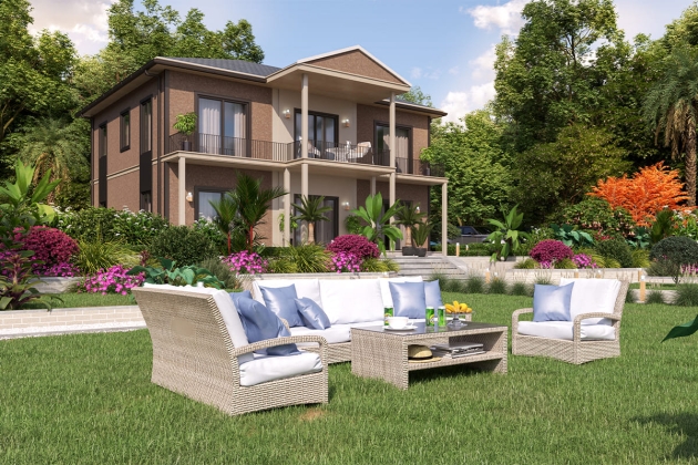 Geniş balkonlu çelik ev Şölen 222 m²